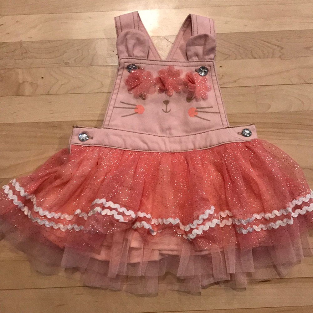 Pink bunny overall dress